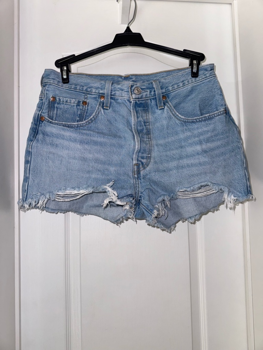 Levi's Light Blue Distressed Cutoff Denim Shorts